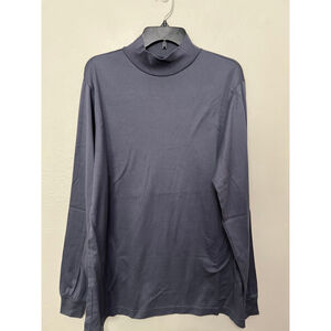 Lands end Men’s Vintage Minimalist Turtleneck L Navy Blue Cotton Made In USA‎